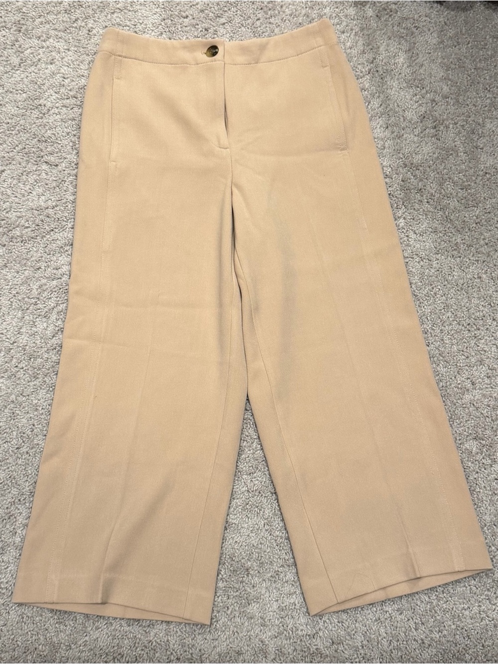 Ann Taylor Wide-Leg Crop Trousers in Light Tan